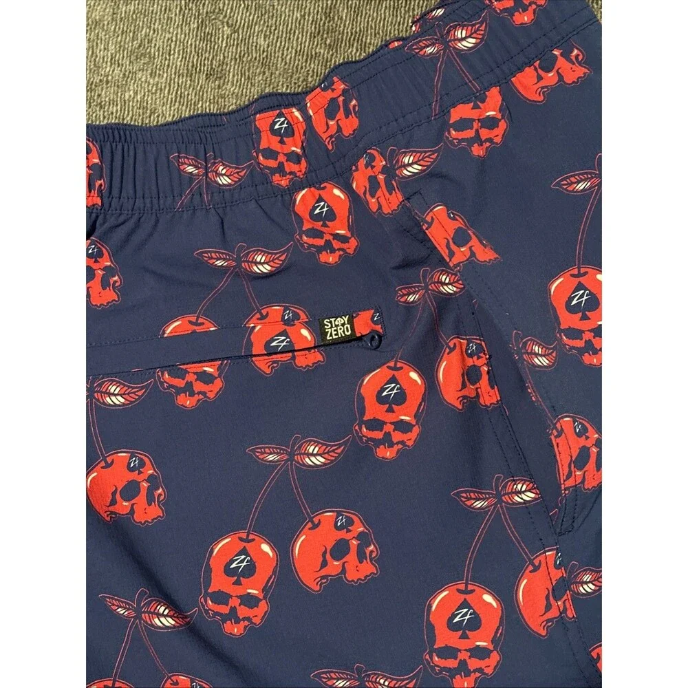 Zero Foxtrot Swim Trunks Mens XL Skull Cherries Stretch Waist Lined Shorts 2024